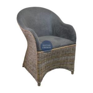 Grey wicker armchair